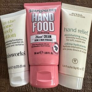 set of lotions - AVEDA + Soap & Glory + ThisWorks Hydrating Hand Cream